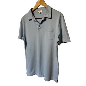 Sunspel Textured Short Sleeve Pocket Polo Shirt Blue Men's Size M Retail: $145
